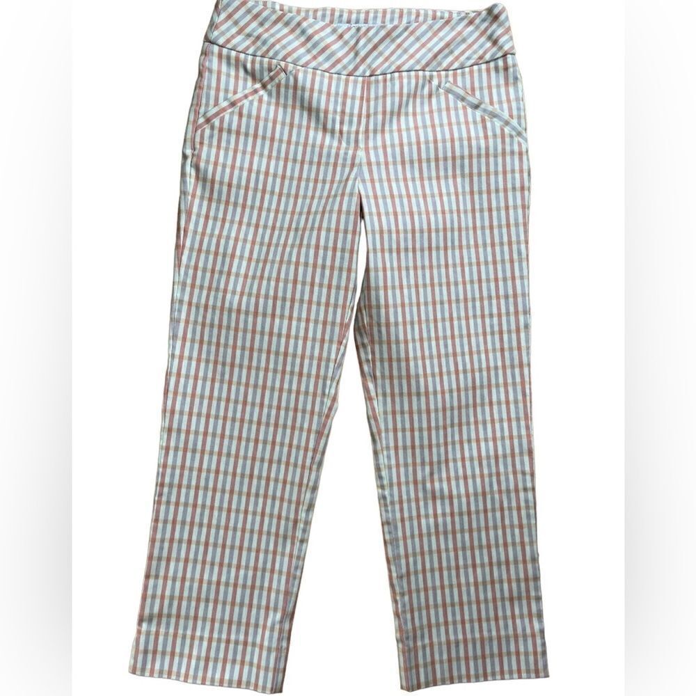 Margaret M Slimming Pant plaid Capri pull on pants size S.